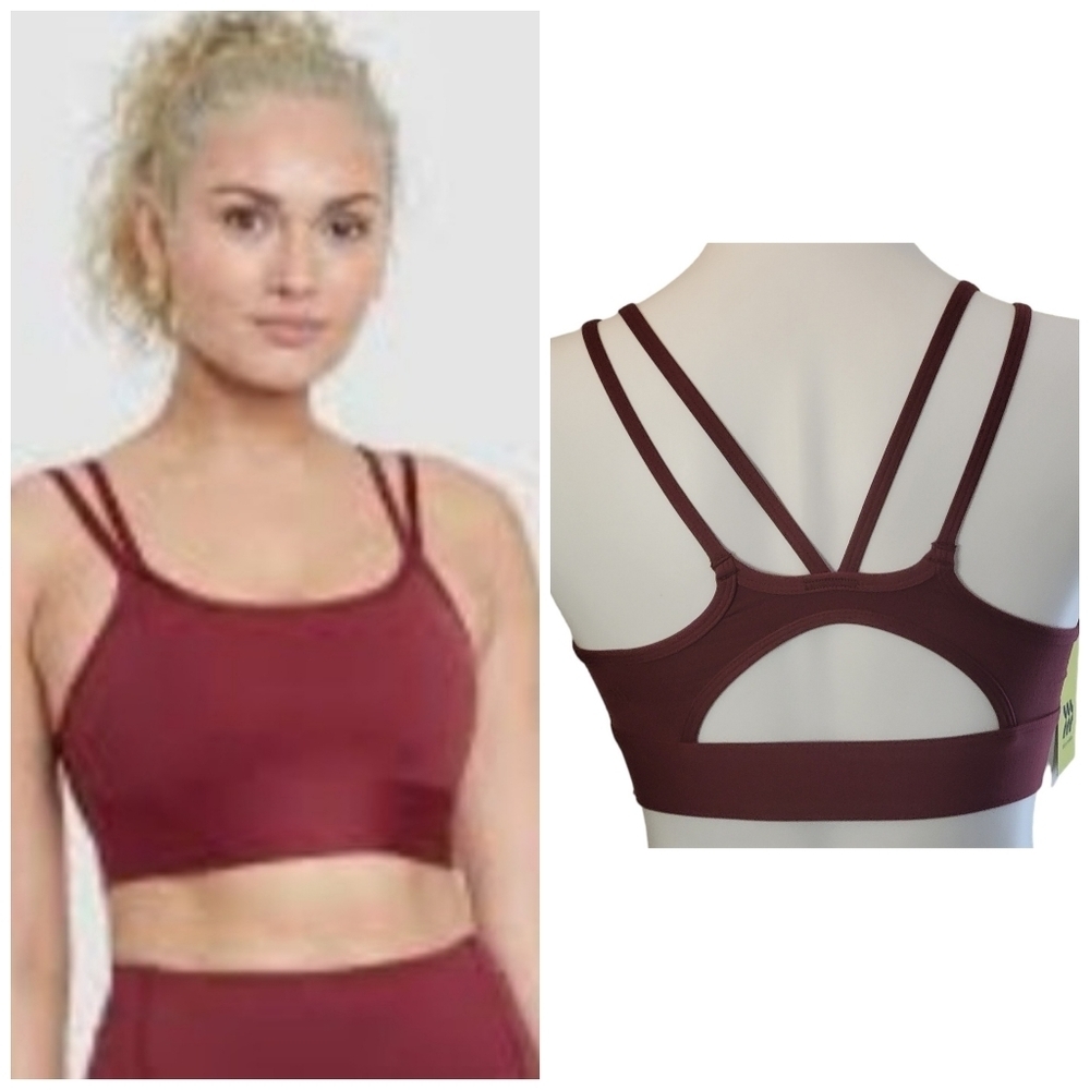 All in Motion Light Support Strappy Sports Bra Maroon Size XS